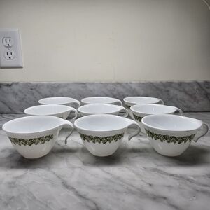 Set of 9 Vintage Corelle Crazy Daisy Spring Blossom Hook Handle Coffee/Tea Cups